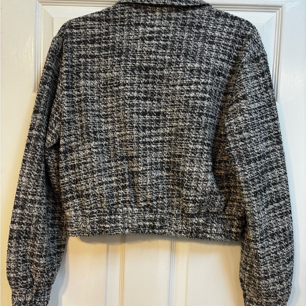 Truth Black & White Tweed Cropped Zip Jacket - Picture 2 of 5